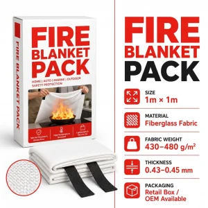 1m * 1m Fire Blanket Supplier OEM Retail Color Bo* Fiberglass Emergency Blanket for Kitchen BBQ and RV