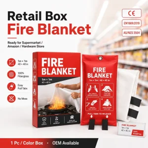 1m * 1m Fire Blankets CE Certified Fiberglass Retail Color Box German EPR Packaging Option