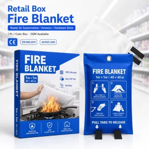 1m * 1m Fire Blankets Fiberglass CE Certified Retail Box Pack for Home Kitchen Garage Camping BBQ