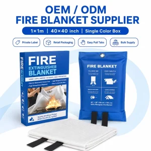 1m * 1m Fireproof Fiberglass Fire Blanket with Retail Box Kitchen Oil Fire Suppression Blanket No Mess