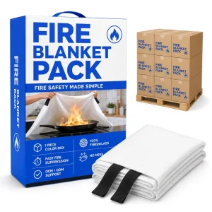 1m * 1m Kitchen Fire Blanket Color Box Packing Fiberglass Fire Suppression Blanket for Grease and Oil Fires