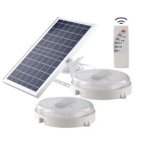 2 in 1 Outdoor Surface Down Light 2 Head Wall Shed Porch Emergency Light Timing Brightness Adjust Solar Panel LED Ceiling Lamps
