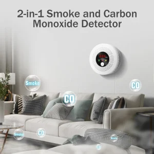 2 in 1 Smoke and Carbon Monoxide Combo Detector Battery Operated Photoelectric & Electrochemical CO Smoke Alarm with LCD Display