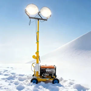2000W Metal Halide Lamp Equipped Portable Trolley Lighting Tower for Nighttime Illumination
