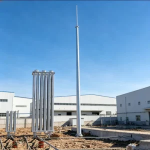 20M Galvanized Q355B Steel Lightning Protection Monopole Tower Discharge Terminal Outdoor Large Factory Lightning Rod