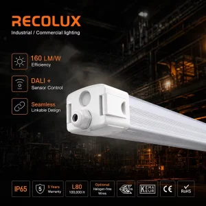 2ft 8ft 160lm W 22W 75W 120 Beam Angle LED Vapor Tight Tri proof IP65 Wet Location Light Emergency Driver for Industrial Humid