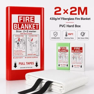 2m * 2m Fiberglass Fire Blanket PVC Hard Box CE EN1869 Large Size Industrial Safety Supply
