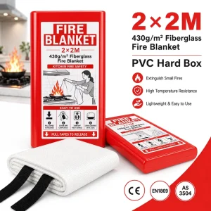2m Fire Blanket PVC Hard Case Fiberglass Safety Blanket for Industrial Garage Warehouse Use