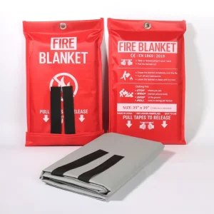 2m X 2m 100% Fiberglass Cloth Fireproof Emergency Safety Grey Silicone Coated Fire Blanket