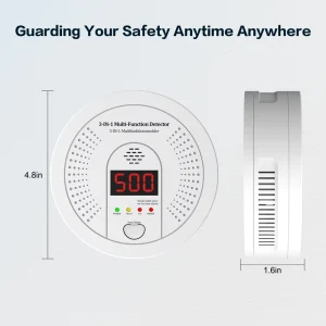 3 in 1 Carbon Monoxide and Smoke Detector with LCD Display Battery Operated CO Smoke Heat Combo Alarm Sensor for US Standard