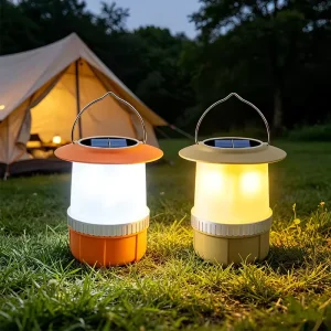 3 in 1 Solar Camping Lantern USB C Rechargeable Emergency Light LED IP44 Waterproof Dual Temperature Dimmable Lamp Camping