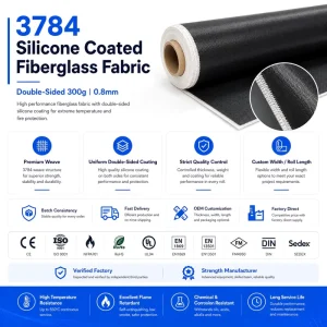 300g Liquid Silicone Coated Fiberglass Fabric Double Sided 0.8mm 3784 Black Fireproof Cloth