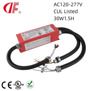 30W Industrial LED Emergency Backup Battery UFO High Bay Light 90 Minute AC Input 220V Output DC300V UL Listed
