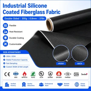 3784 Fiberglass Fabric with 300g Double Side Liquid Silicone Coating for Welding Fire Blanket