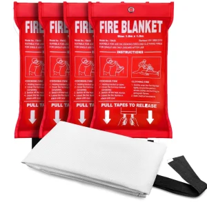 39*39 Inches Fiberglass Fire Fighting 100% Glass Fiber Emergency Fire Blanket Fire Suppression Blanket for Home and Kitchen Use