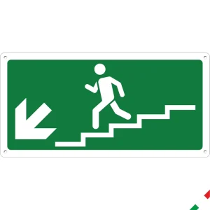 3mm Aluminium Composite Emergency Exit Sign Left Down Stair Direction Safety Warning Plate for Indoor Outdoor Building Use