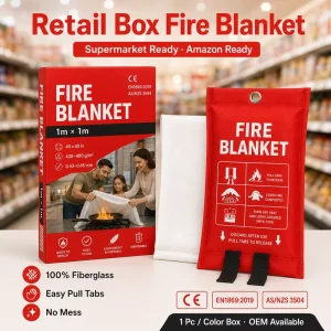 40*40 Inch CE Certified Fiberglass Fire Blanket Retail Color Box Single Pack for Kitchen and BBQ