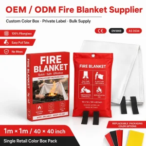 40*40 Inch Fiberglass Emergency Fire Blanket Single Retail Color Bo* Pack for Kitchen Grease Fire Protection