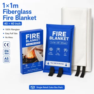 40*40 Inch Fiberglass Fire Blanket CE Certified Single Pack Color Box for Retail Chain Safety Program
