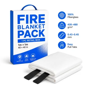 40*40 Inch Fiberglass Fire Blanket EN1869 Retail Box Pack for Small Kitchen Fire Home Safety and Camping