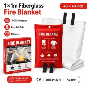 40*40 Inch Fire Blanket 100% Fiberglass with Red Pouch and Color Bo* for Supermarket Retail Safety Supply