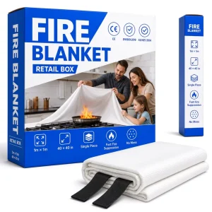40*40 Inch Fire Blanket Factory 100% Fiberglass Retail Box Pack for Kitchen Safety and Emergency Preparedness