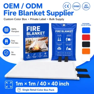 40*40 Inch Fire Blanket Retail Packaging 100% Fiberglass Emergency Safety Blanket for Kitchen RV and Camping