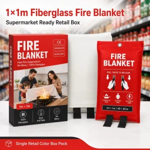 40*40 Inch Fire Blankets CE Certified Fiberglass German EPR Packaging for EU Retail Buyers