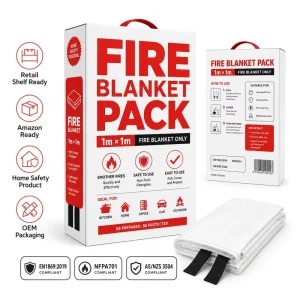 40*40 Inch Fireproof Fiberglass Blanket Single Retail Bo* Pack for Kitchen Oil Fire Home Camping and Garage