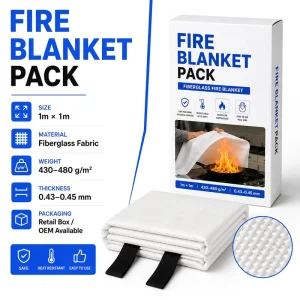 40*40 Inch Retail Fire Blanket 100% Fiberglass Pouch and Color Box Kitchen Grease Fire Emergency Blanket