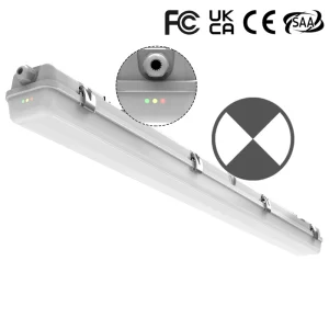44W 5FT LED Emergency Tri Proof Batten Light IP65 IK08 Self Test Battery Linkable Factory Warehouse Parking Lot ETL SAA CE RoHS