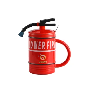 480ML Funny Fire Extinguisher Ceramic Mug American Style Office Living Room Outdoor Personality Couple Cup Spoon for Presents