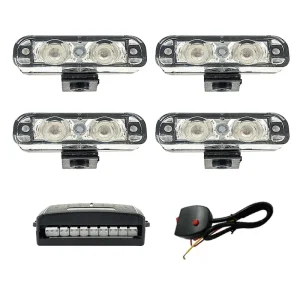 4W Ambulance Emergency LED Lights Grille LED Light Multiple Flash 100 V24C for 12V and 24V Vehicles
