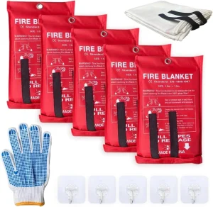 5 Pack 39.9×39.3 Fire Blanket Fire Suppression Blanket