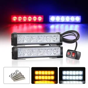 6 LED Amber Strobe Light Bar Red Blue Flash Emergency Warning Light 12 24V Aluminum Ambulance Traffic Firefighters Beacon Lights