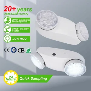 8W Rechargeable Dual-head High-brightness LED Emergency Light 1200mAh Li-Ion Battery IP33 Rated 6000K