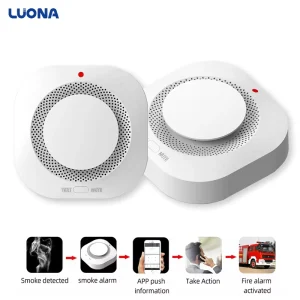 95dB Loud Photoelectric Smoke Detector Compatible with Alexa Google Home Tuya App High Sensitivity Smoke Fire Detector