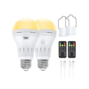 9W E26/27 2200mAh USB Rechargeable Battery Self-Charging AC&DC Emergency LED Light Bulbs 40W Equivalent for Home Power Outage