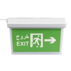 9W IP65 Waterproof Battery Backup Rechargeable LED Emergency Exit Sign Bulkhead Box Lamp With Customized Exit Sticker
