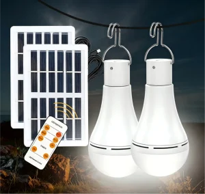 9W Rechargeable Solar Panel LED Emergency Hanging Light Warm White IP65 Garden Solar Light Adjustable