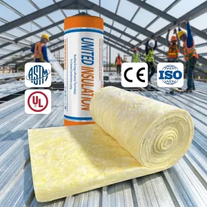 A1 Fireproof Glass Wool Roll 12kg 50mm for Steel Building Thermal 0.039 (R1.2) 1200mm Width Acoustic Insulation Vacuum Packed