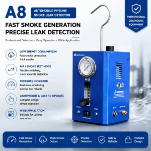 A8 Automotive Smoke Leak Detector Turbo Version Pressure Gauge Flow Meter Adjustable Smoke Volume Air Smoke Pressure Hold Test