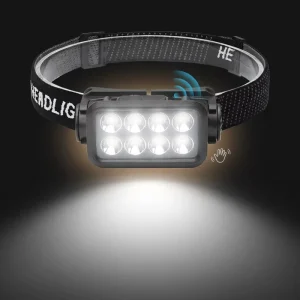 ABS IP66 Rated Rechargeable Flashlights Small Powerful Headlamp Led with Motion Sensor Portable for Camping Hiking