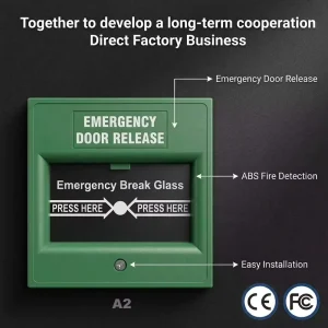 ABS Manual Call Point Fire Detection Glass Break Emergency Door Exit Button Switch with Strobe Alarm Easy Installation