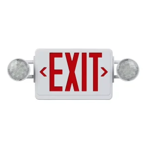 AC85-265V 6W Twin Spot Automatic LED Emergency Exit Sign Combo Light with Red and Green Indicator Light Lithium Battery Backup