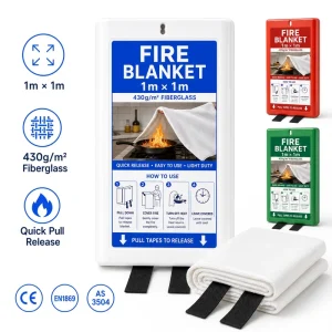 AS 3504 Fire Blanket Fiberglass PVC Hard Box 1x1m Kitchen Fire Safety