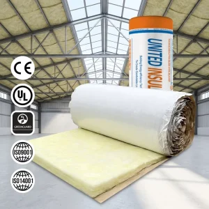 ASTM C1338 Moisture Resistance R122 Glass Wool Blanket Faced White Vinyl Overlaps Lana De Vidrio for MBI Roof