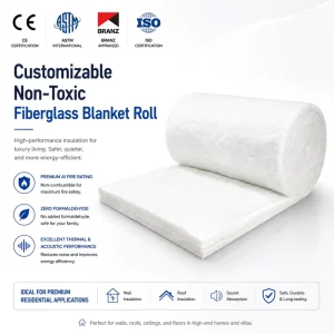 ASTM E84 Zero Formaldehyde White Glasswool Roll R30 Not Itchy Moisture Proof Insulation Fiberglass Blanket for North America