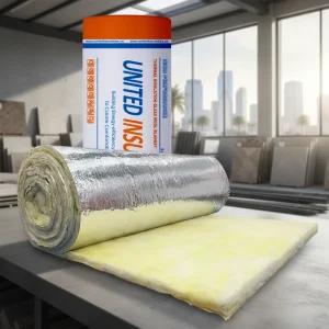 ATSM C518 Certified R13 Glass Wool Insulation Blanket 3.5” with One Side FSK Faing for Metal Building Roof Insulation
