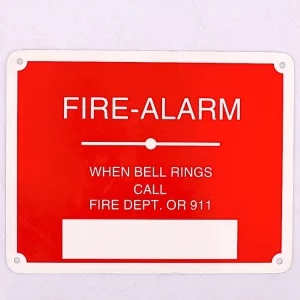 Aluminium Fire Alarm Warning Nameplate Metal Tin Plaque Sign Custom Printing Bright White Nameplate
